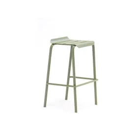 Tabouret de bar d'extérieur alicante empilable en aluminium vert jonc